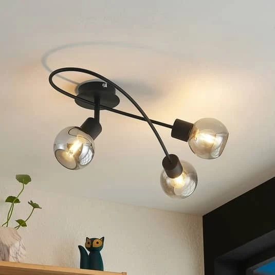 B-Ware Lindby Deckenlampe Deckenlampe Deckenstrahler Elaina 3fl lang schwarz smoke