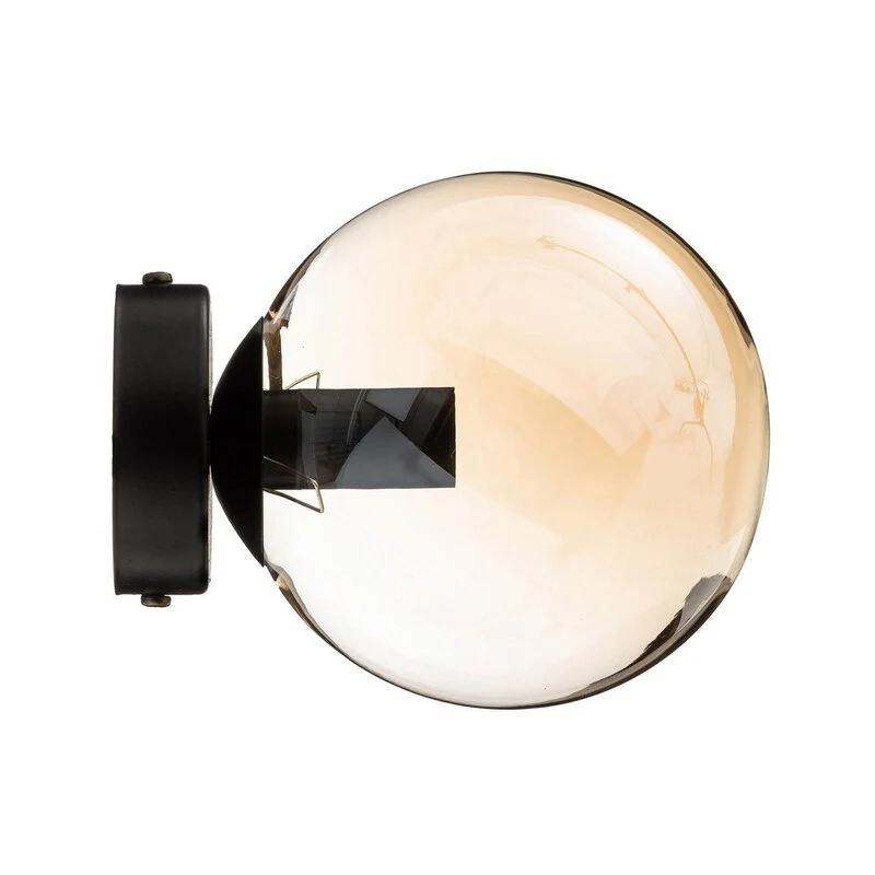 B-Ware Wandleuchte Glassy schwarz amber Glas E14 Ø 14 cm Wandlampe Lampe Leuchte Spot