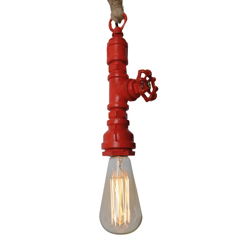 B-Ware Näve Pendelleuchte Hängelampe Vintage Hanfseil Metall hellbraun rot E27 dimmbar