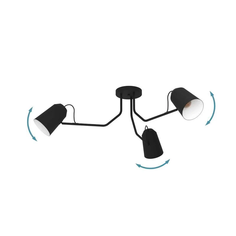 B-Ware EGLO Deckenleuchte Lampe Loreto schwarz dreiflammig Stahl bewegliche Schirme E27