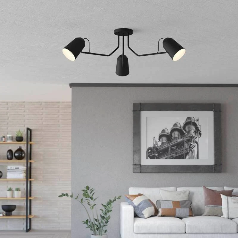 B-Ware EGLO Deckenleuchte Lampe Loreto schwarz dreiflammig Stahl bewegliche Schirme E27