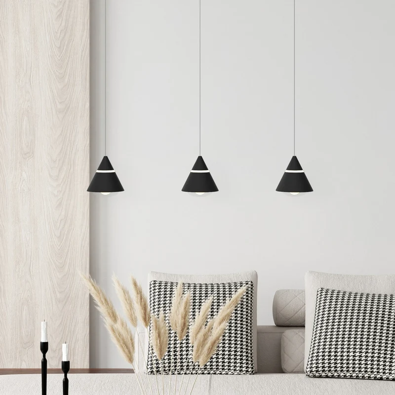 B-Ware Trio Pendelleuchte Hängelampe LED Schwarz ROMEO Höhenverstellung CCT 3-flammig