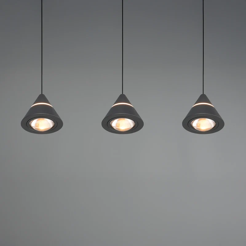 B-Ware Trio Pendelleuchte Hängelampe LED Schwarz ROMEO Höhenverstellung CCT 3-flammig