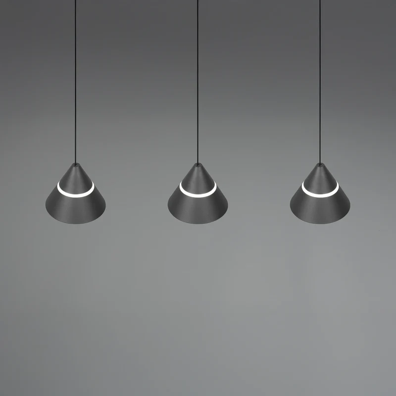 B-Ware Trio Pendelleuchte Hängelampe LED Schwarz ROMEO Höhenverstellung CCT 3-flammig