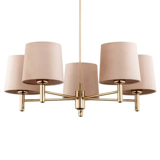 B-Ware Euluna Kronleuchter Polo 5-flg. beige messing dunkel Deckenlampe Deckenlampe
