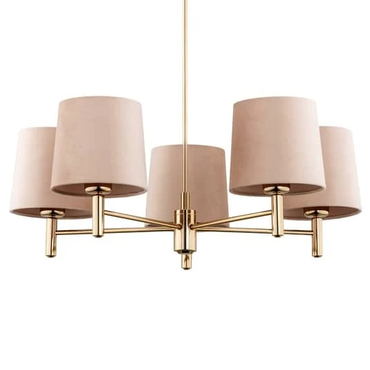 B-Ware Euluna Kronleuchter Polo 5-flg. beige messing dunkel Deckenlampe Deckenlampe