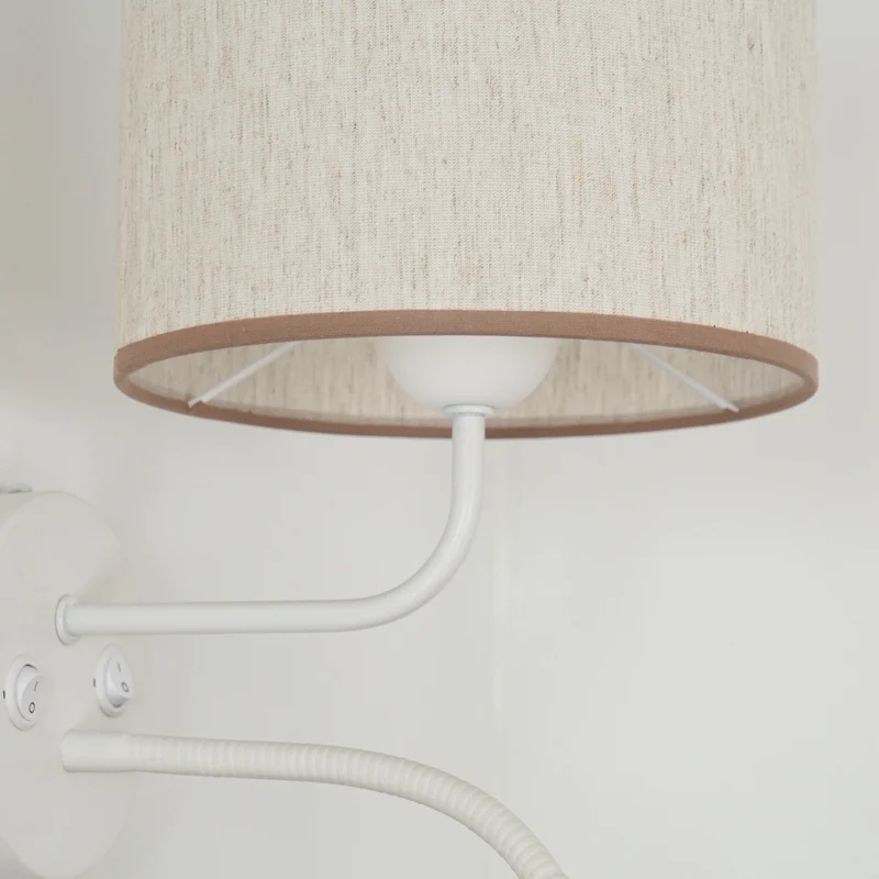 B-Ware Duolla Wandleuchte Lampe Roller Wandlampe Licht Leselicht Baumwolle rohweiß weiß