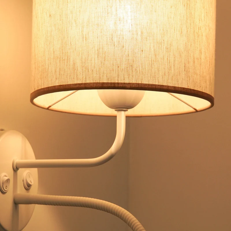B-Ware Duolla Wandleuchte Lampe Roller Wandlampe Licht Leselicht Baumwolle rohweiß weiß