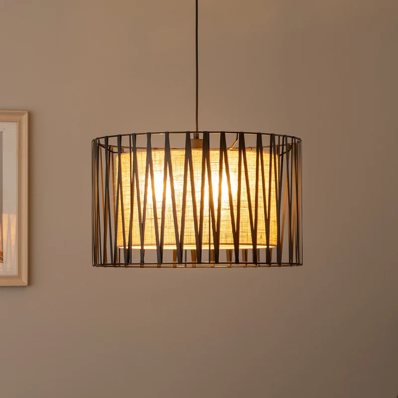 B-Ware TK Lighting Hängeleuchte Pendelleuchte Harmony Lampe schwarz Jute natur Ø 50 cm