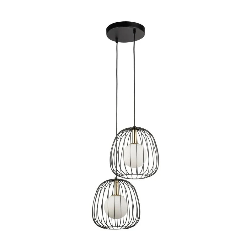 B-Ware SIGMA Hängeleuchte Pendellampe Esszimmerlampe schwarz gold weiß 2flg modern