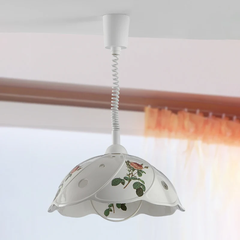 B-Ware Ceramiche Hängeleuchte Pendelleuchte ROSA Zugpendel weiß rosa Ø 40 cm Keramik