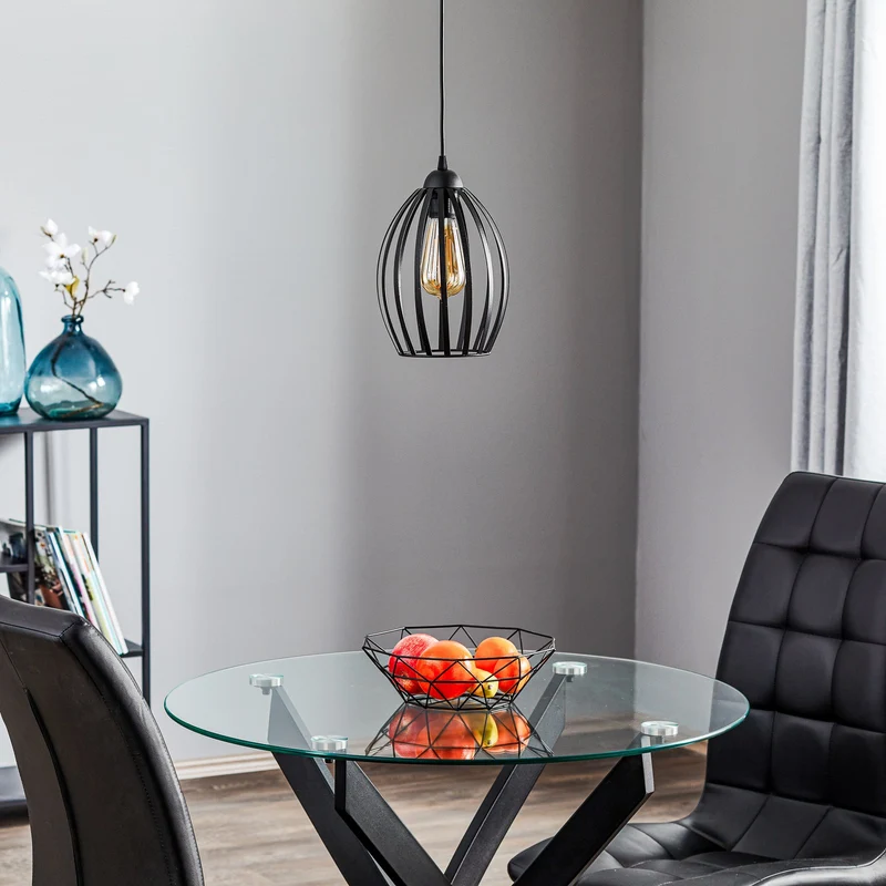 B-Ware HELAM Dali Hängeleuchte Pendelleuchte Lampe einflammig Schwarz Eisen E27 Leuc564