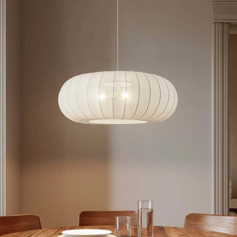 C-Ware Lindby Hängeleuchte Pendelampe Helin weiß Textil Ø 70 cm 3 x E27 LED Leuchte742