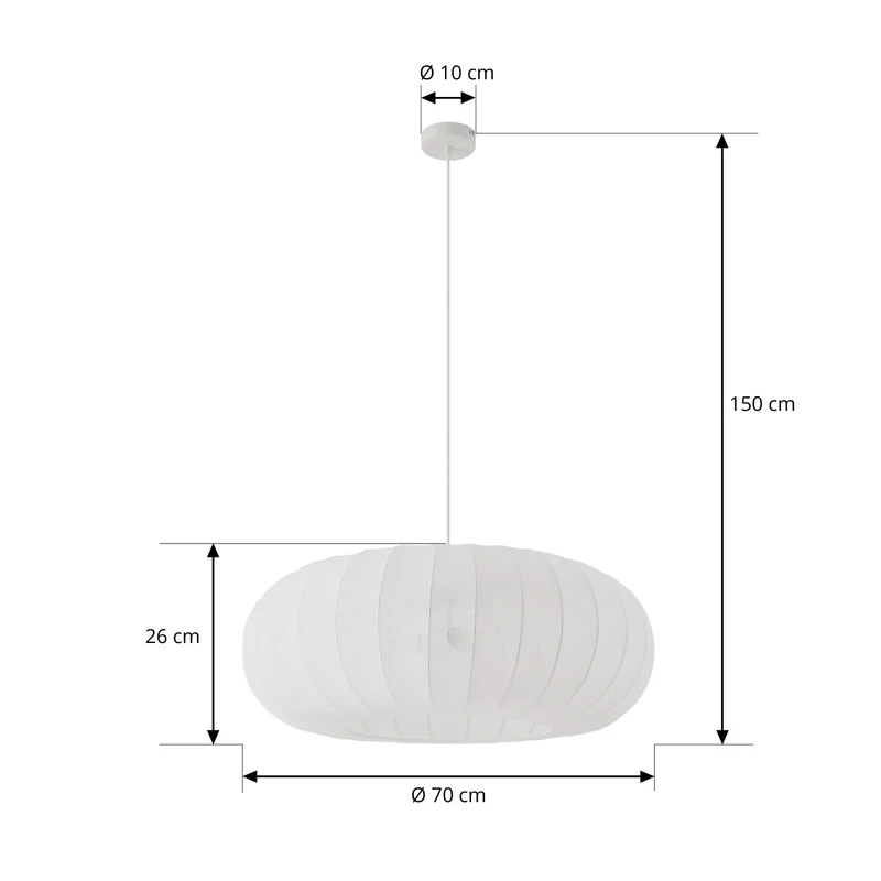 C-Ware Lindby Hängeleuchte Pendelampe Helin weiß Textil Ø 70 cm 3 x E27 LED Leuchte742