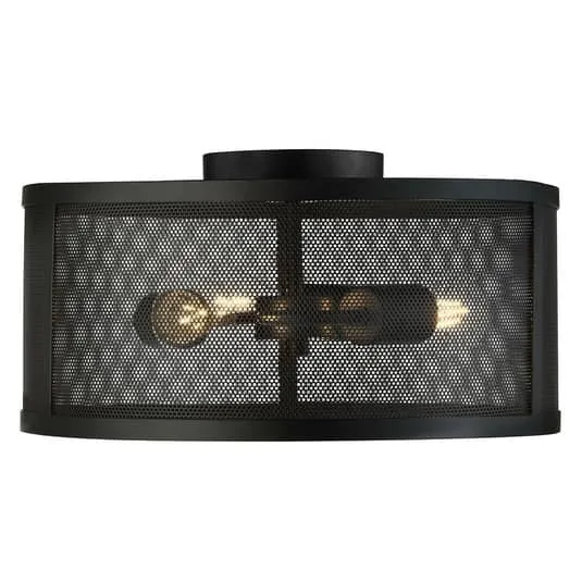 B-Ware Searchlight Deckenlampe Fishnet Deckenlampe Deckenlicht E27 Metall Schwarz