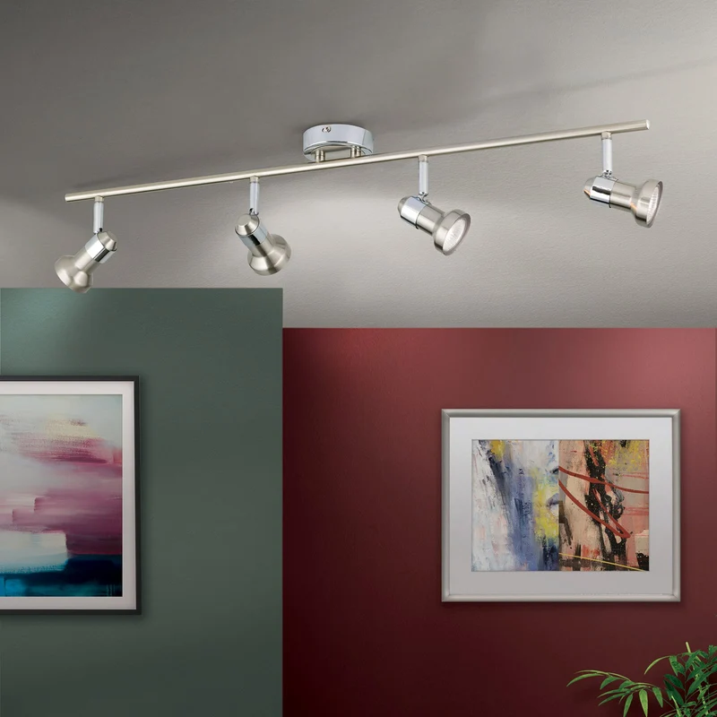 B-Ware Deckenleuchte BARBORA Strahler Lampe Nickel satiniert GU10 LED 4-flammig Leuchte