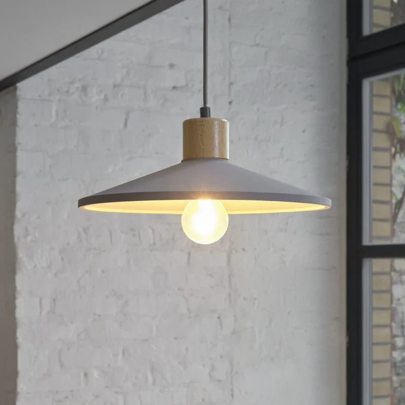 B-Ware OSRAM Hängeleuchte Pendelleuchte CONCRETE WOOD Ø32cm grau holz Beton Lampe E27