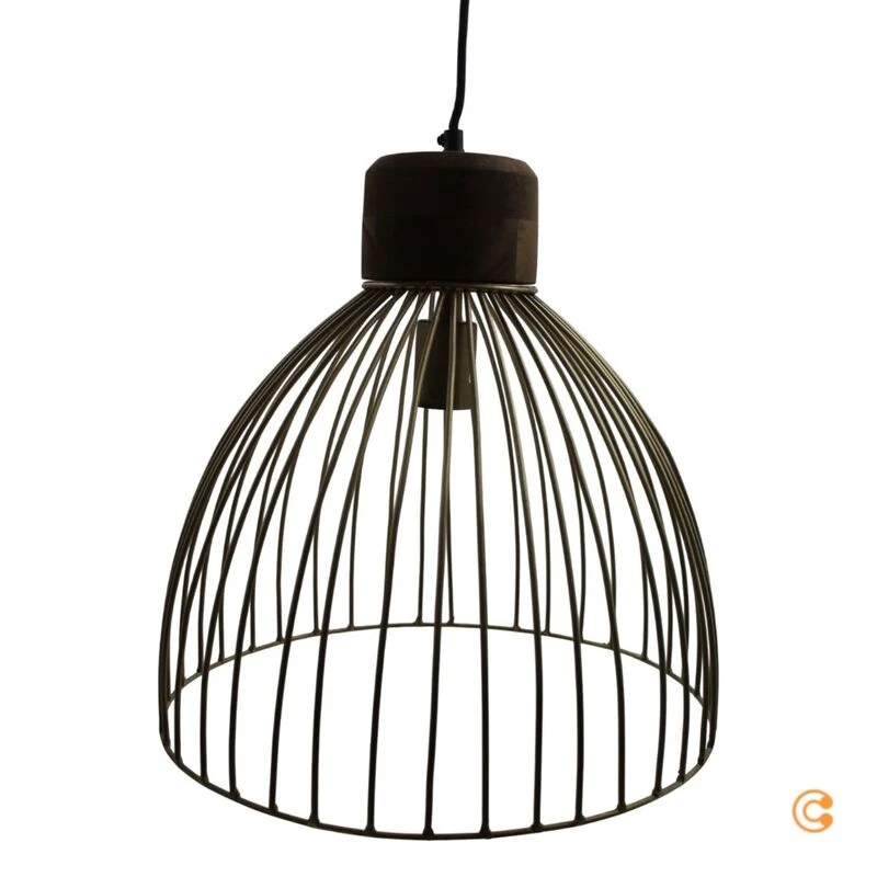 B-Ware Lampe Hängeleuchte Alami Messing Mangoholz Leuchte 3-flg.