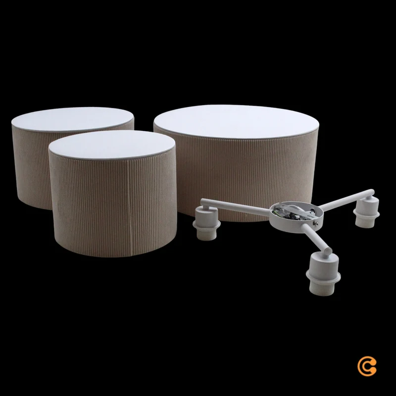 B-Ware JUST LIGHT. Deckenleuchte Green Duro Textil Deckenlampe beige 3-flammig E27 LED