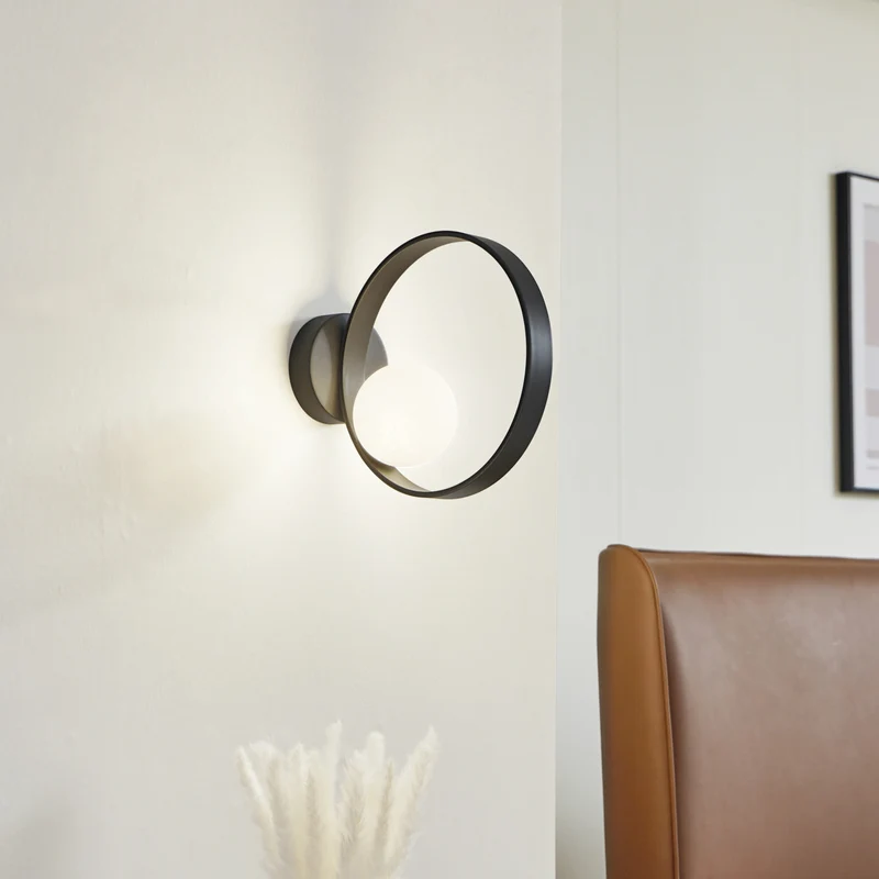 B-Ware Lucande Wandleuchte Luneo LED Lampe Wandlampe schwarz opal 30cm 360 Lumen