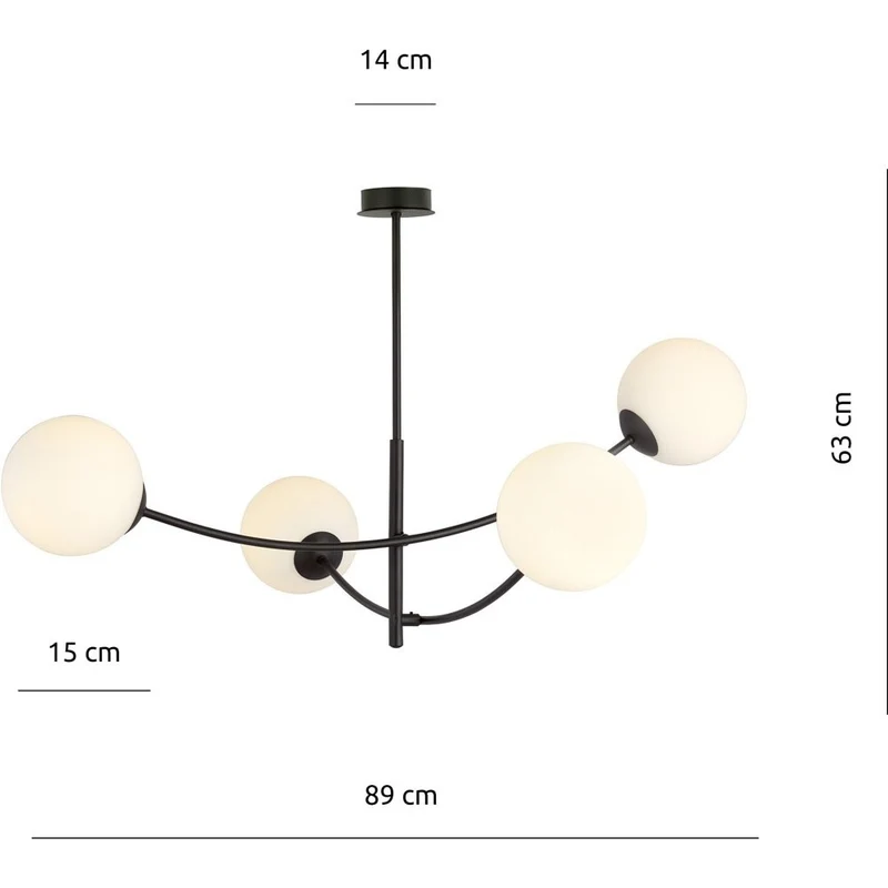 B-Ware Emibig Deckenleuchte Lampe Glaskugeln Hunter IV schwarz opal 4-flammig