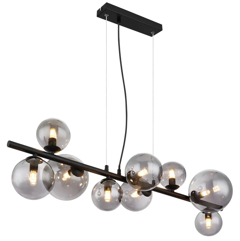 B-Ware Globo Hängeleuchte Pendellampe RIHA Glas schwarz rauchfarben 9-flammig G9 LED