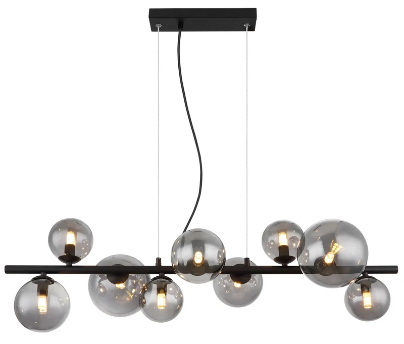 B-Ware Globo Hängeleuchte Pendellampe RIHA Glas schwarz rauchfarben 9-flammig G9 LED
