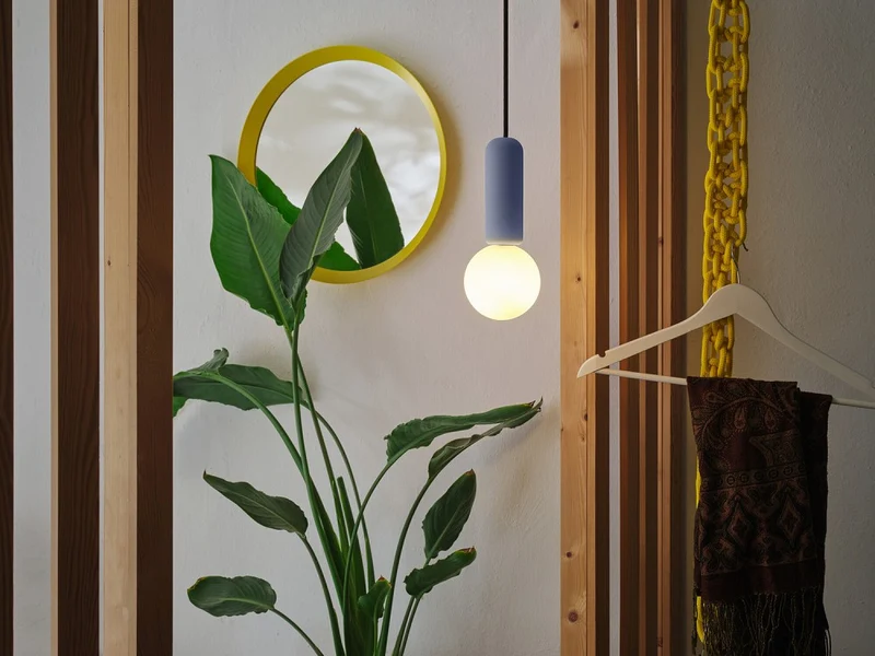 B-Ware Osram Pendelleuchte Hängelampe Decor Conrete Mic Beton Glaskugel Blau G9 LED