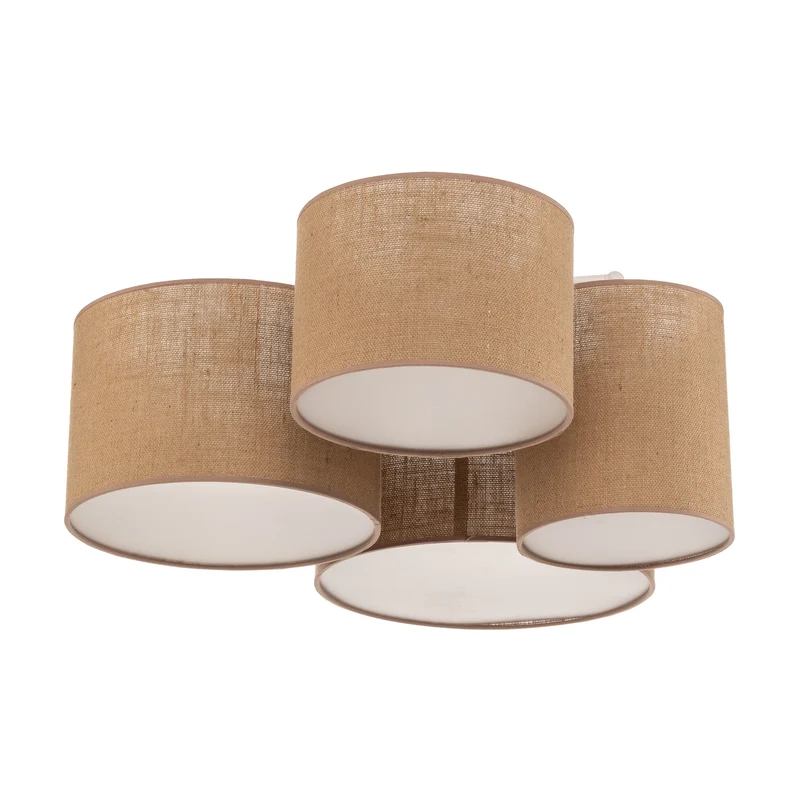B-Ware Euluna Deckenleuchte Deckenlampe Lodge Jute Textil Metall beige weiß 4-flammig