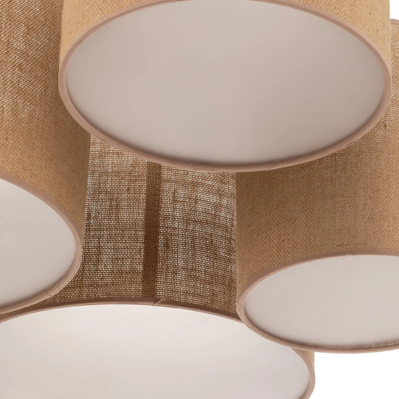 B-Ware Euluna Deckenleuchte Deckenlampe Lodge Jute Textil Metall beige weiß 4-flammig