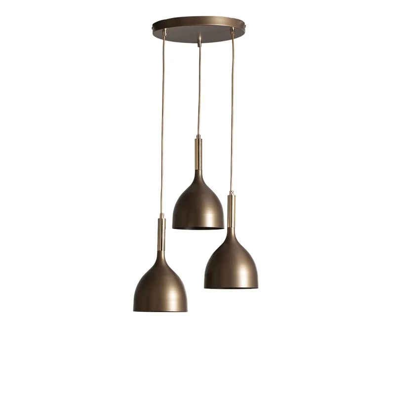 B-Ware Noak Hängelampe Pendelleuchte Lampe Stahl 3-flg LED Deckenleuchte titan/gold