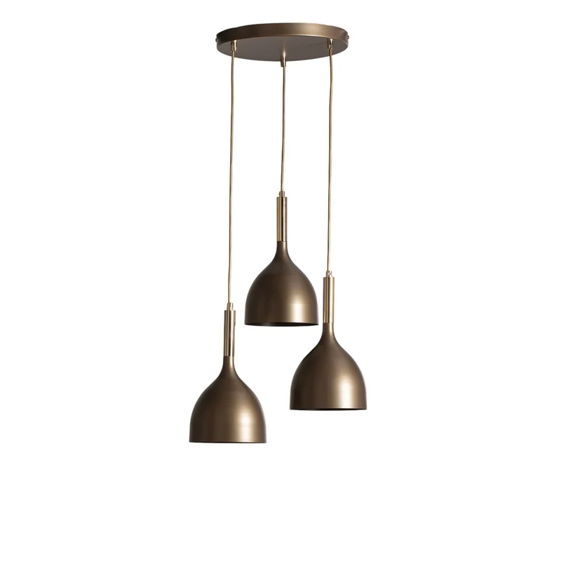 B-Ware Noak Hängelampe Pendelleuchte Lampe Stahl 3-flg LED Deckenleuchte titan/gold