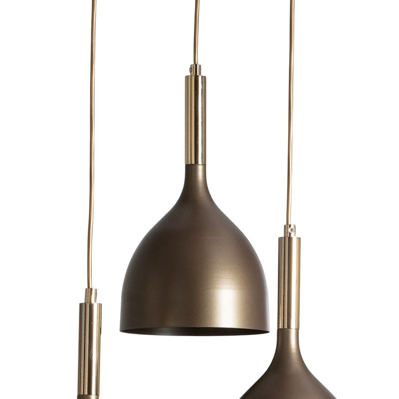 B-Ware Noak Hängelampe Pendelleuchte Lampe Stahl 3-flg LED Deckenleuchte titan/gold