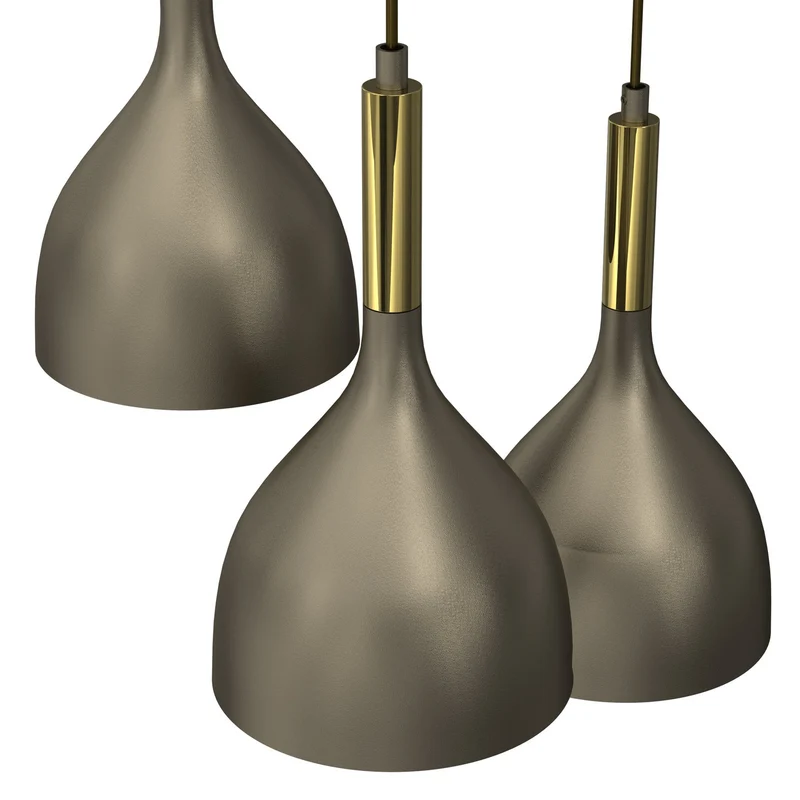 B-Ware Noak Hängelampe Pendelleuchte Lampe Stahl 3-flg LED Deckenleuchte titan/gold