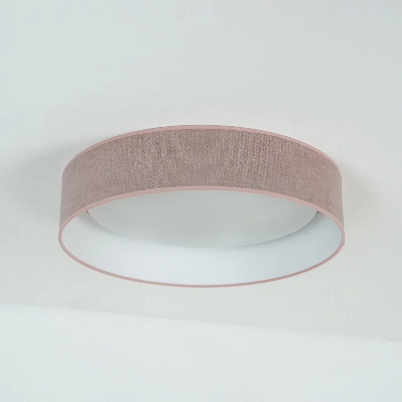 B-Ware Duolla Deckenleuchte Plafond LED Lampe Stoff rosa Fernbedienung dimmbar 45 cm