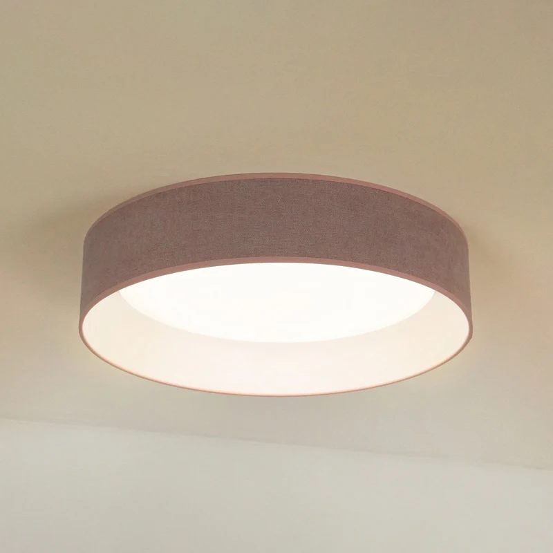 B-Ware Duolla Deckenleuchte Plafond LED Lampe Stoff rosa Fernbedienung dimmbar 45 cm