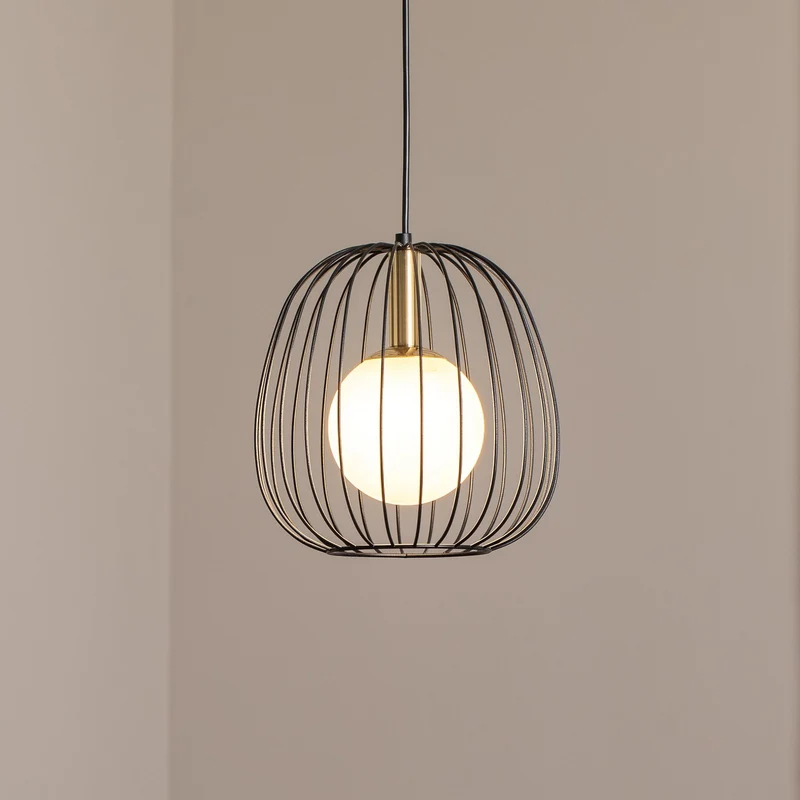 B-Ware Hängeleuchte Pendelleuchte Bell S Lampe schwarz gold weiß 1 flammig 24 cm