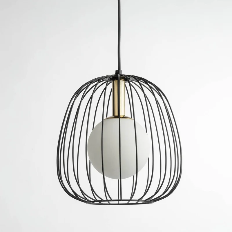 B-Ware Hängeleuchte Pendelleuchte Bell S Lampe schwarz gold weiß 1 flammig 24 cm