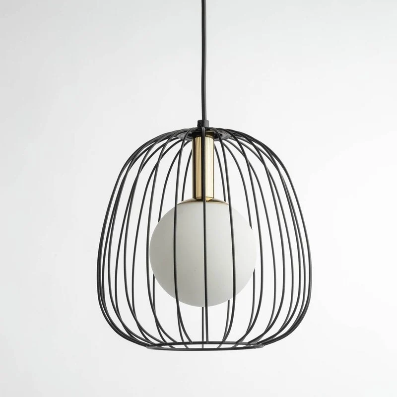 B-Ware Hängeleuchte Pendelleuchte Bell S Lampe schwarz gold weiß 1 flammig 24 cm