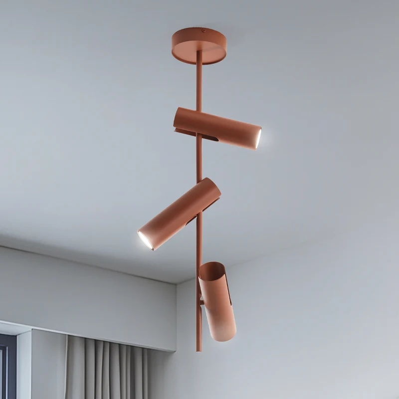 B-Ware Leda Deckenspot Spot Leuchte ziegelrot 3-flammig Stahl Höhe 76 cm