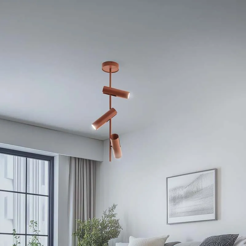 B-Ware Leda Deckenspot Spot Leuchte ziegelrot 3-flammig Stahl Höhe 76 cm