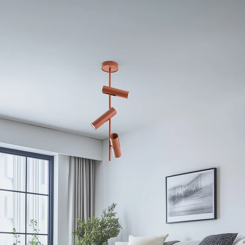 B-Ware Leda Deckenspot Spot Leuchte ziegelrot 3-flammig Stahl Höhe 76 cm