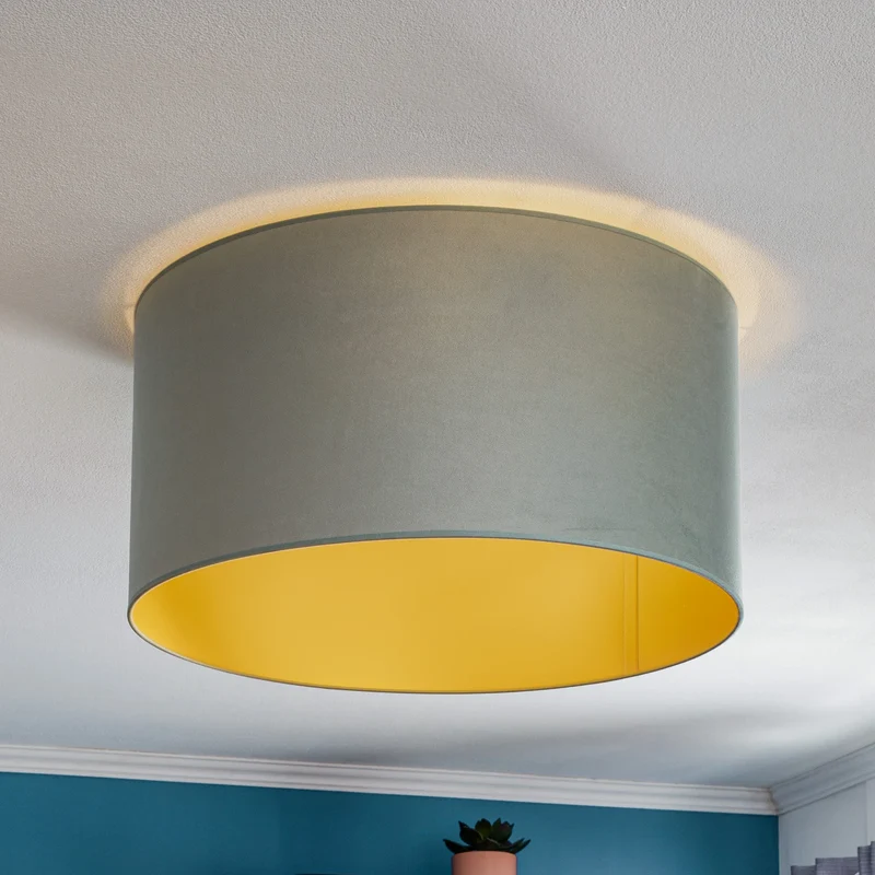 B-Ware Duolla Deckenleuchte Deckenlampe Golden Roller Lampe E27 mintgrün gold Samt 60cm