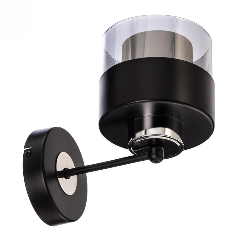 B-Ware Avonni Wandleuchte AP-4288-1BSY Lampe Wandlampe Metall E27 Glas Schwarz