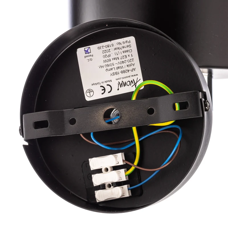 B-Ware Avonni Wandleuchte AP-4288-1BSY Lampe Wandlampe Metall E27 Glas Schwarz