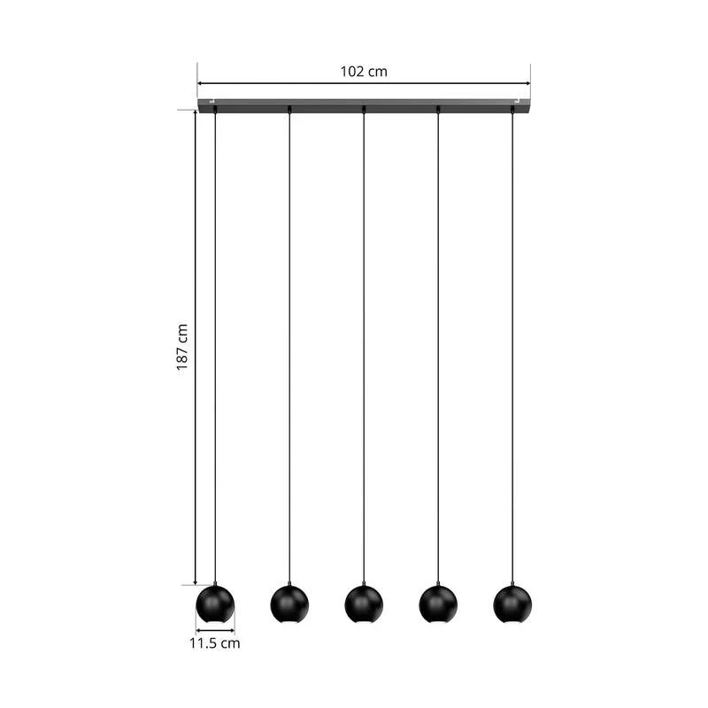 B-Ware Euluna Pendelleuchte Midnight Deckenlampe Hängeleuchte 5-flammig GU10 Schwarz