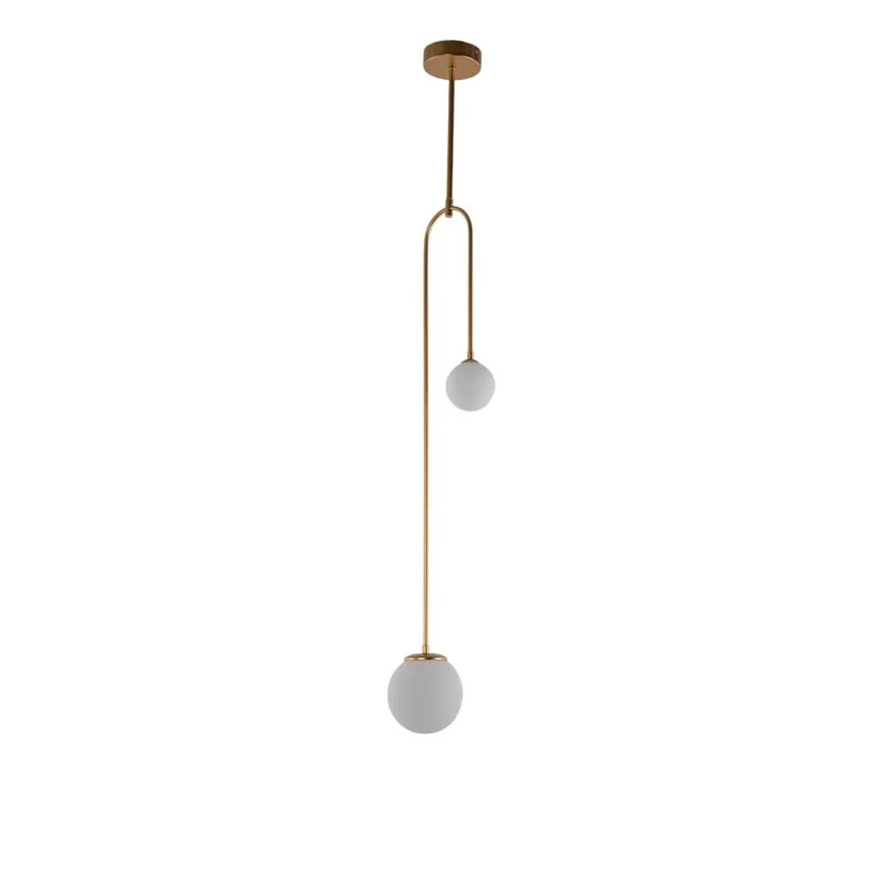 B-Ware Hängeleuchte AV-1897-2BSA 2 Glaskugeln gold Hängelampe Pendelleuchte Lampe 763