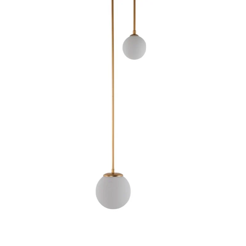 B-Ware Hängeleuchte AV-1897-2BSA 2 Glaskugeln gold Hängelampe Pendelleuchte Lampe 763