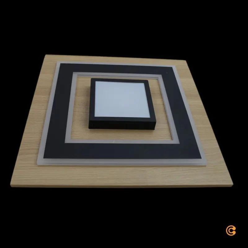 B-Ware JUST LIGHT LED Deckenlampe Leuchte Tola Holz hell schwarz 3000K 40x40cm 26W