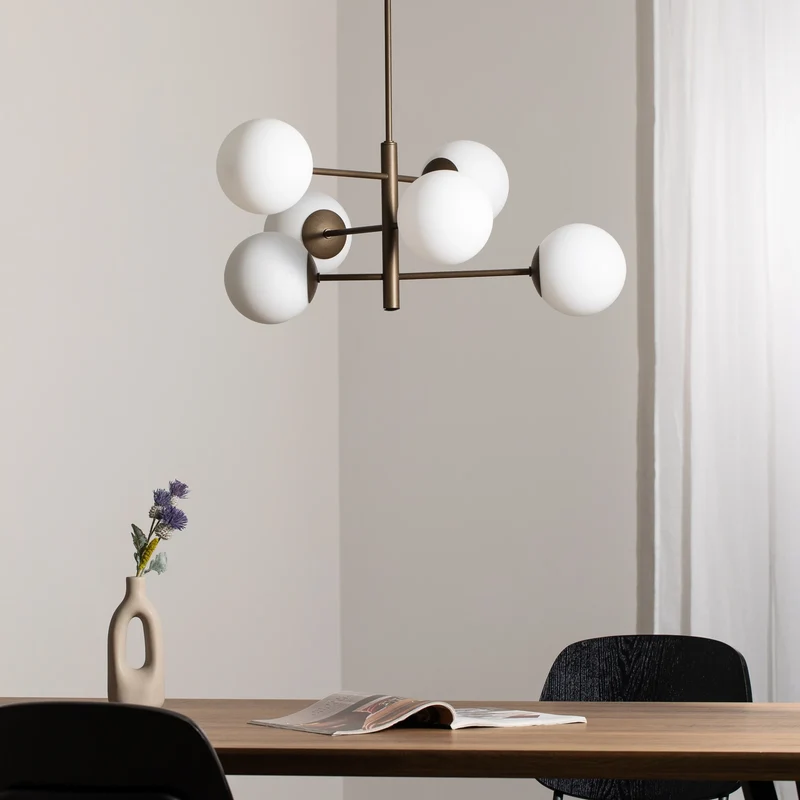 B-Ware Domiluce Hängeleuchte Pendelleuchte Aurora braun 60 cm 6-flammig Glas E14 Lampe